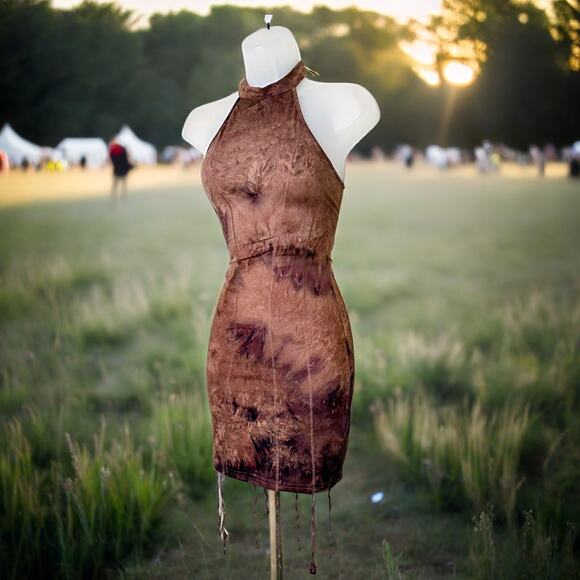 New Small Boho Sand Style Dune Dress Bodycon Fringe Festival‎ Desert Tie Dye - Picture 1 of 6